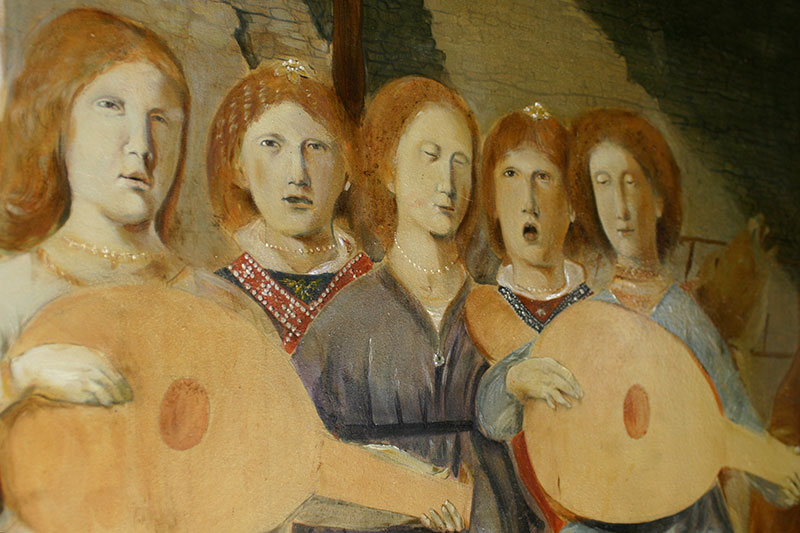 Natividad al 120 %, ca. 1470-1485, Piero della Francesca (Londres, National Gallery) 2010 Técnica mixta sobre tabla 148 x 148 cm (mas marco de madera negro)